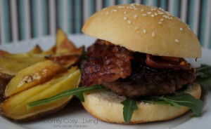 Homemade burger on a bloggy afternoon